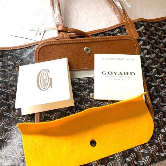 *SOLD* Goyard St Louis Chevron Black/Tan PM Tote - Picture 9 of 11